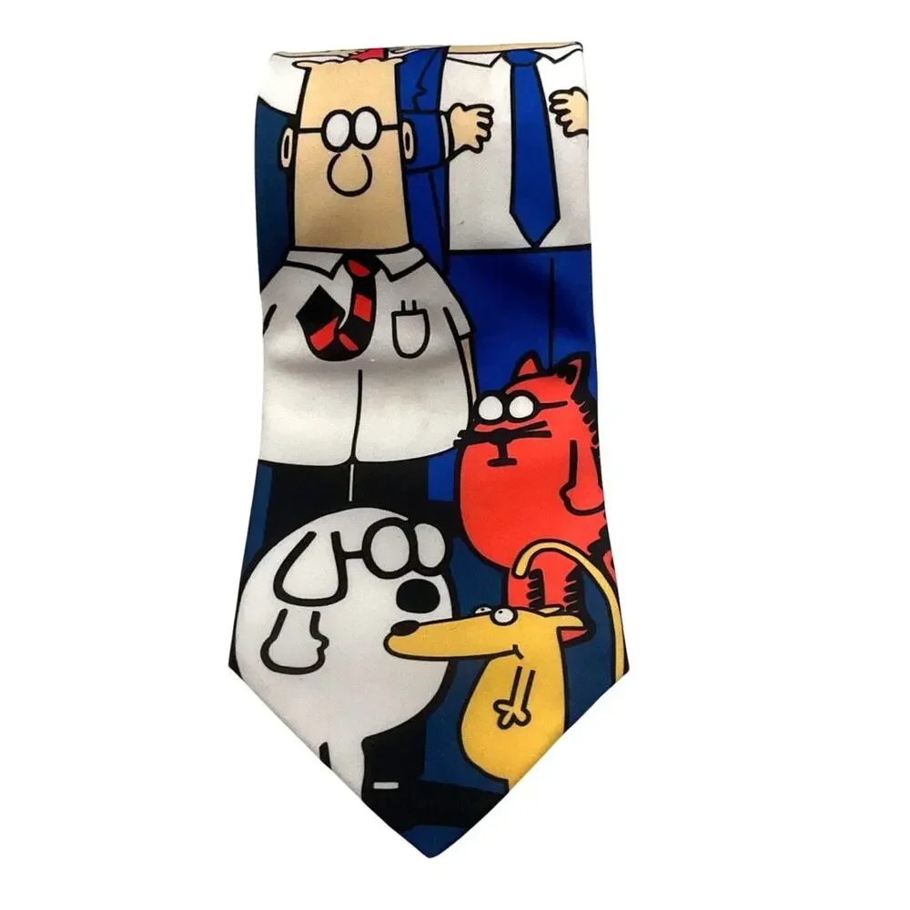 Dilbert & Gang Comic Strip Soft Wear Blue Mens Neck Tie 100% Polyester